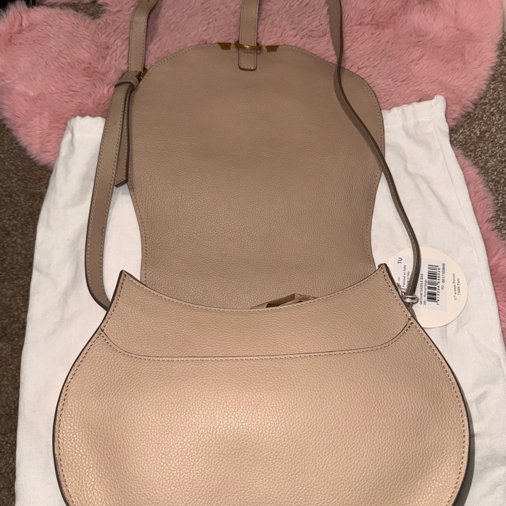 Chloé Marcie Leather Crossbody Beige Medium - Picture 8 of 13